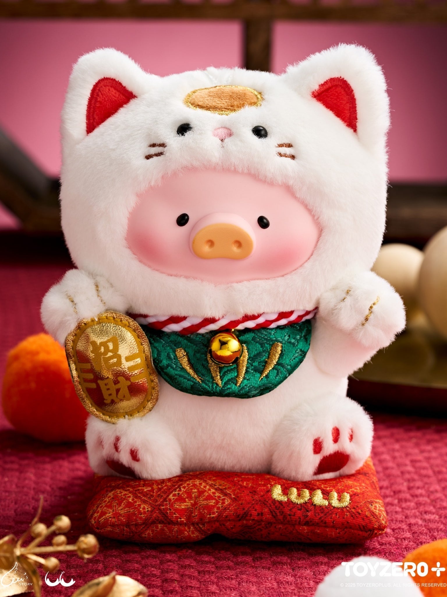 LuLu the Piggy - “Lucky Meow On My Hand” Vinyl Face Plush Keychain