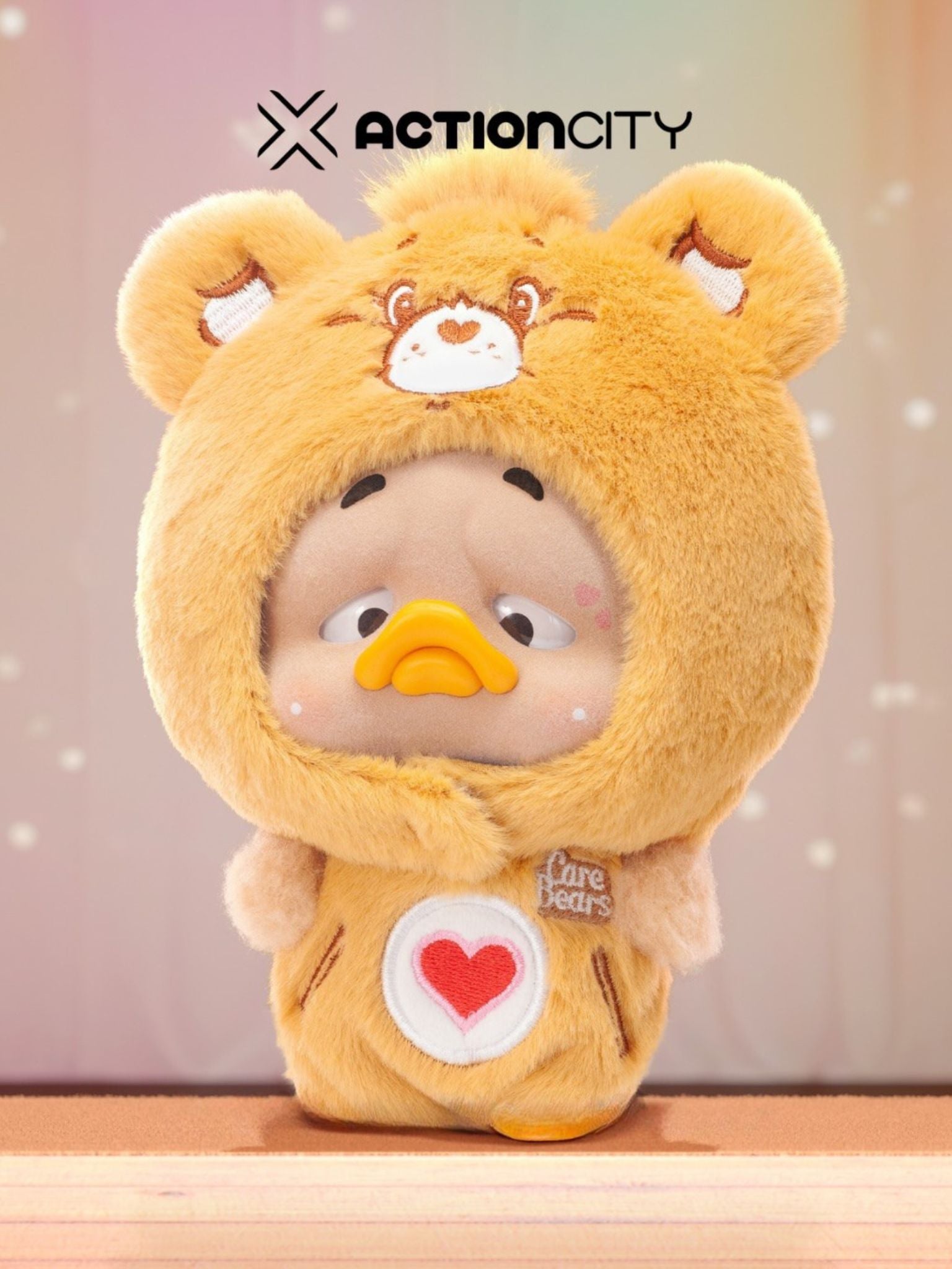 Upsetduck x Carebears Neon Sweetheart Duck Plush Keychain Blind Upsetduck x Carebears Neon Sweetheart Duck Plush Keychain Blind