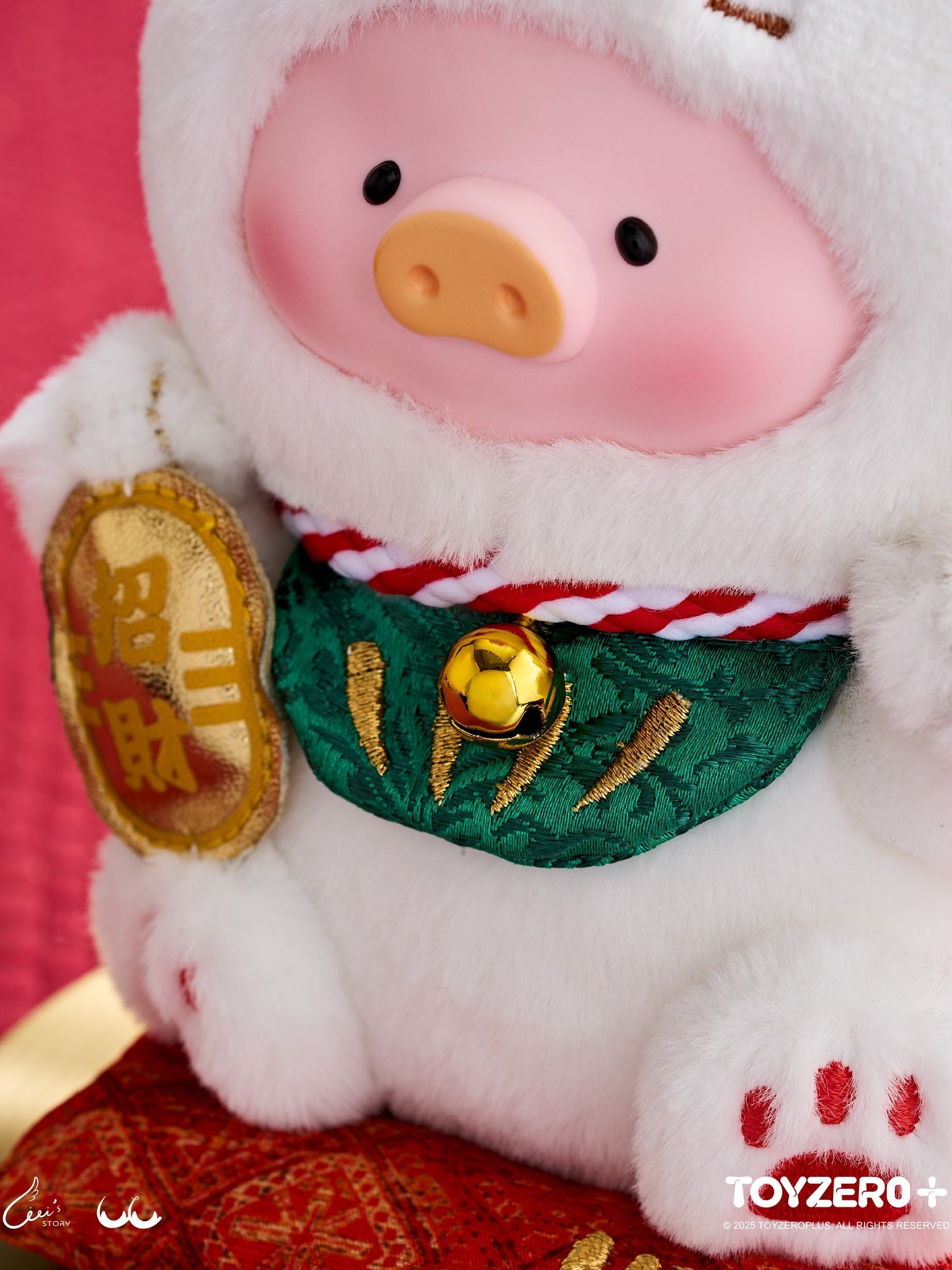 LuLu the Piggy - “Lucky Meow On My Hand” Vinyl Face Plush Keychain