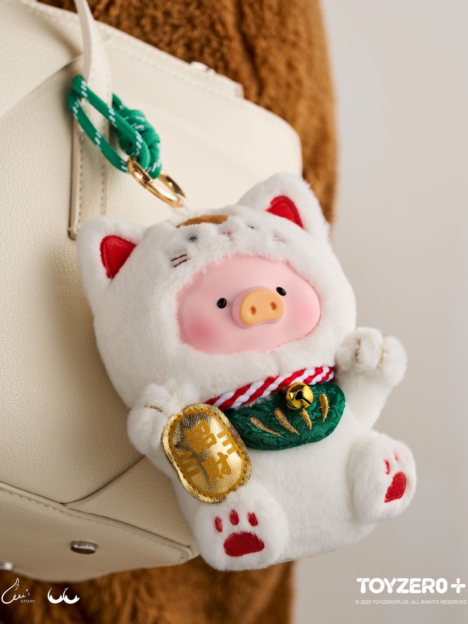LuLu the Piggy - “Lucky Meow On My Hand” Vinyl Face Plush Keychain