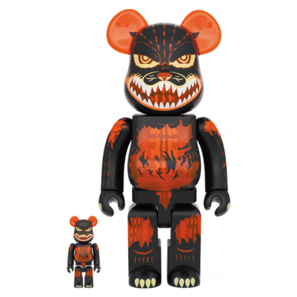 BE@RBRICK Godzilla from Godzilla vs Destoroyah (Meltdown: Clear orange ver.) 100％ & 400％ - ActionCity