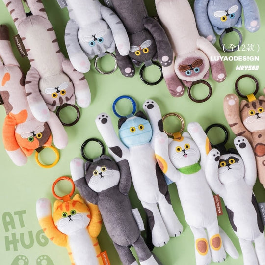 Cat Hug Plush Key Chain