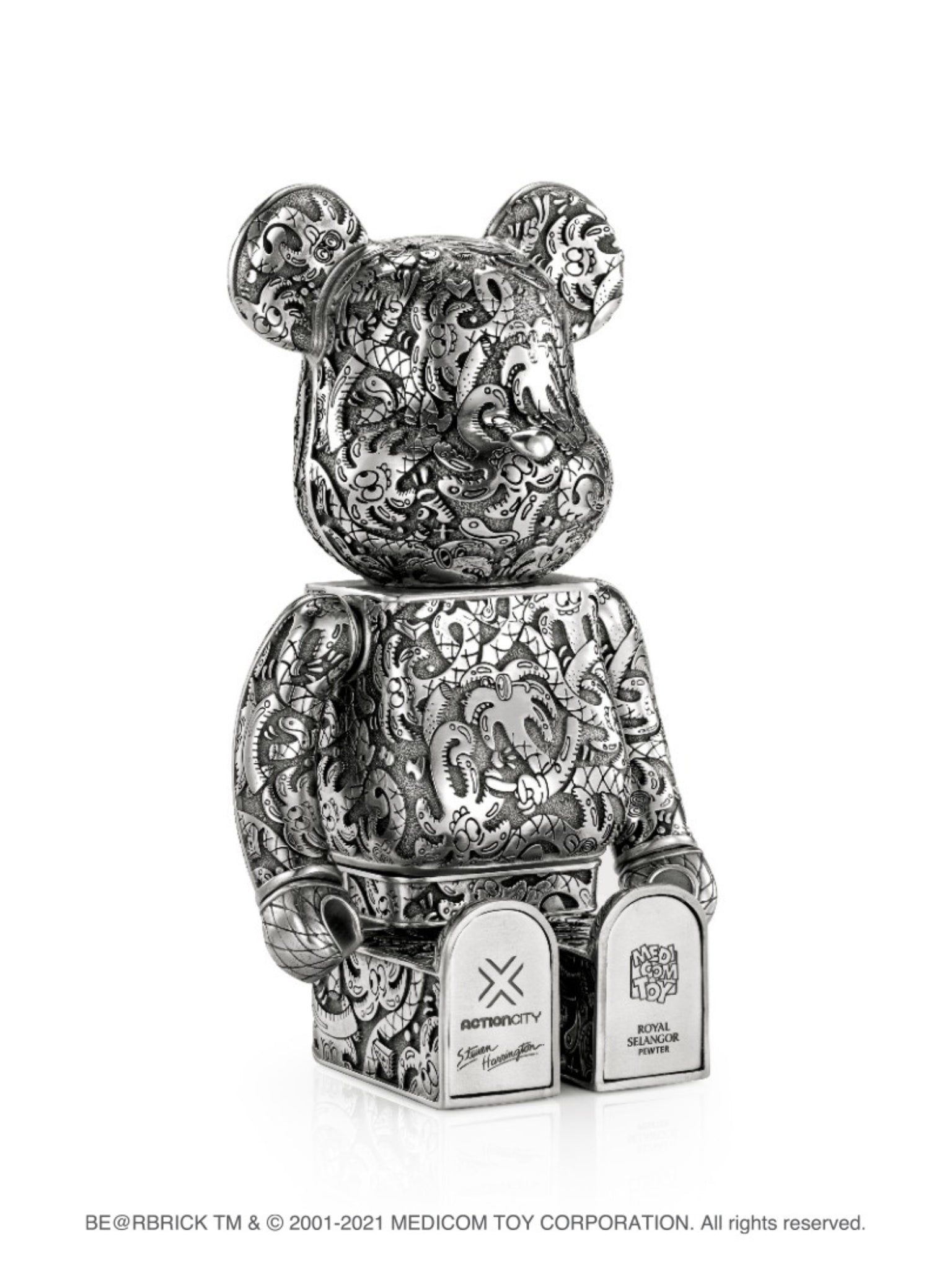 Bearbrick Royal Selangor x Steven Harrington Silver 400% - ActionCity