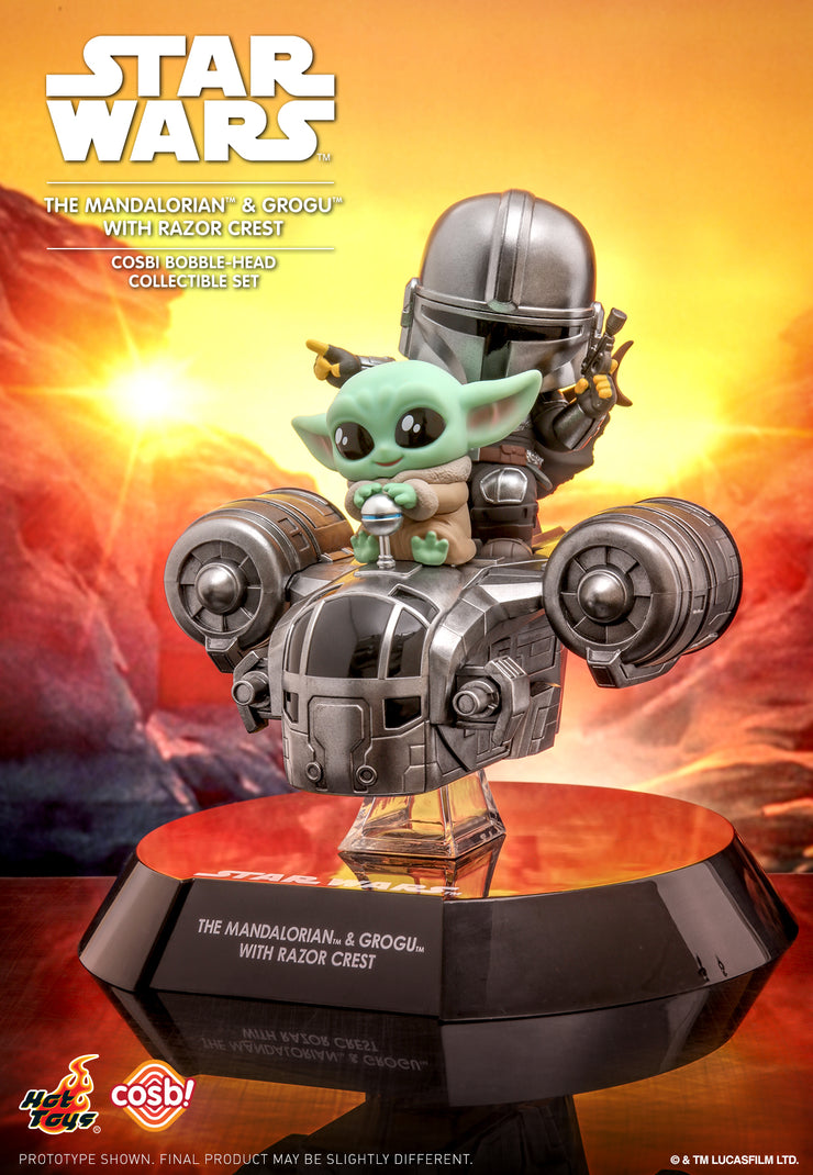 CBX128 - The Mandalorian - The Mandalorian & Grogu with Razor Crest Cosbi Bobble-Head Collectible Set