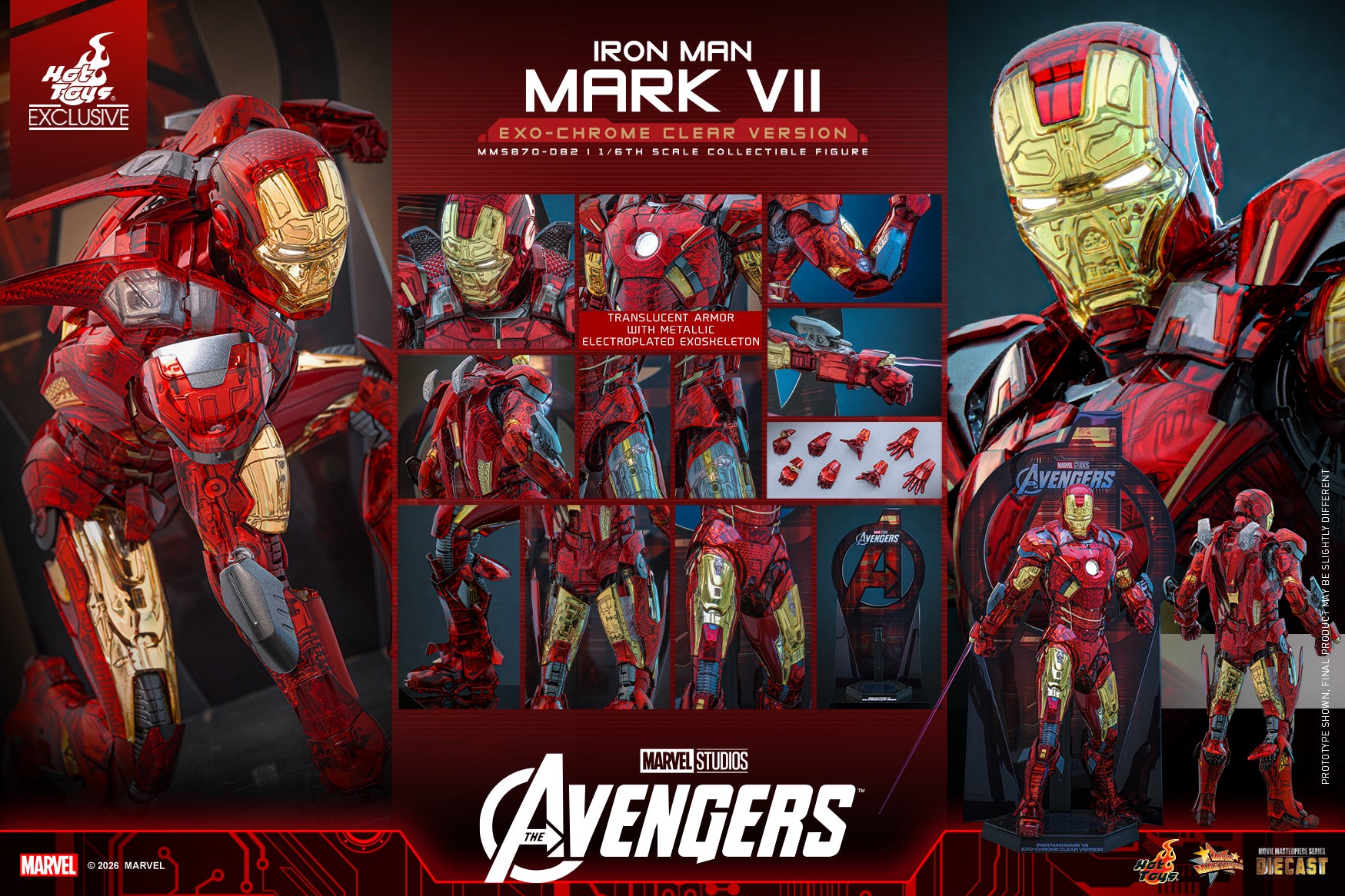 [Pre-Order] MMS870D82 - The Avengers 1/6th scale Iron Man Mark VII (Exo-Chrome Clear Version) Collectible Figure - ActionCity