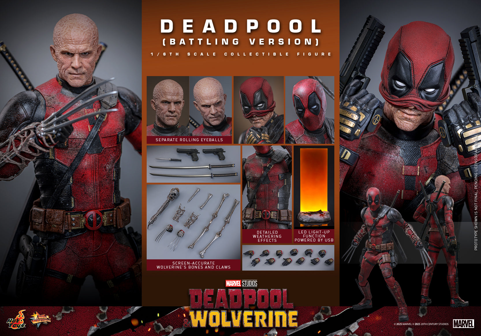MMS782 - Deadpool & Wolverine - 1/6th scale Deadpool (Battling Version) Collectible Figure