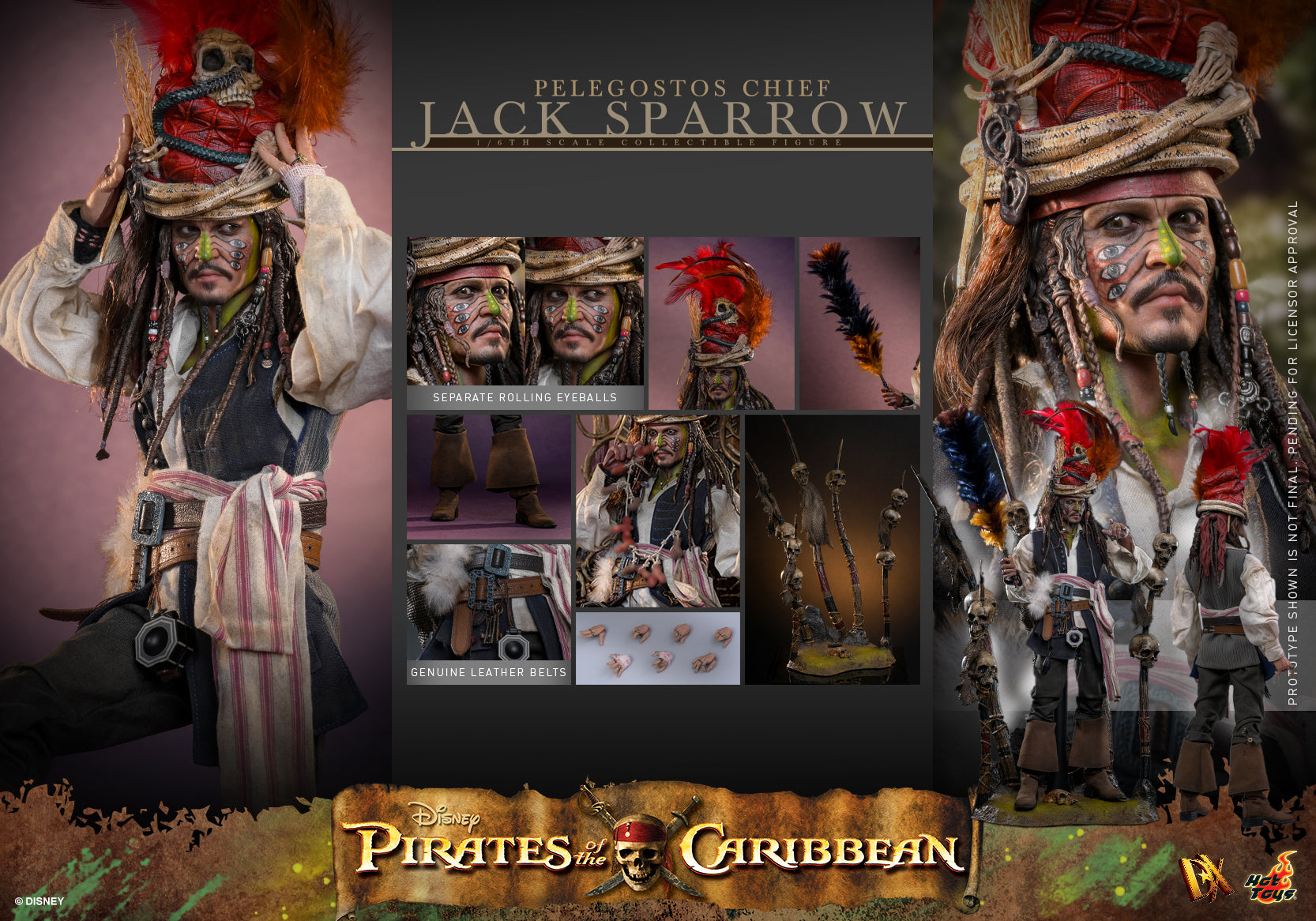 [Pre-Order] DX48 - Pirates of the Caribbean: Dead Man's Chest - 1/6th scale Pelegostos Chief Jack Sparrow Collectible Figure - ActionCity