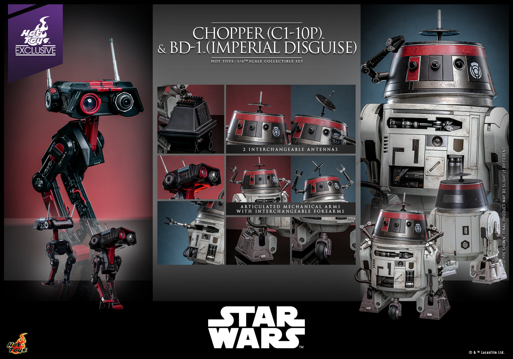 TMS152 - Star Wars - 1/6th scale Chopper (C1-10P) & BD-1 (Imperial Disguise) Collectible Set [Hot Toys Exclusive]