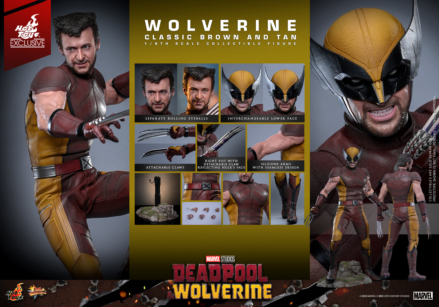 MMS831 - Deadpool & Wolverine - 1/6th scale Wolverine (Classic Brown and Tan) Collectible Figure [Hot Toys Exclusive]
