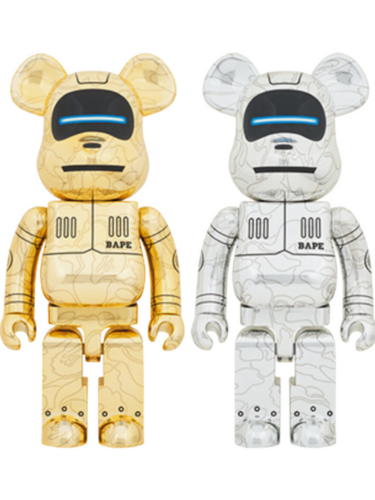 BE@RBRICK Sorayama x Baby Milo(R) 100% & 400% Gold Ver./Silver Ver. Set