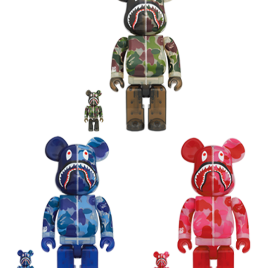 BE@RBRICK Clear ABC Camo Shark 100% & 400% - Set of 3