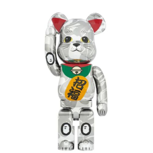 BE@RBRICK BAPE(R) Lucky Cat Silver Plated 1000%(ASK)