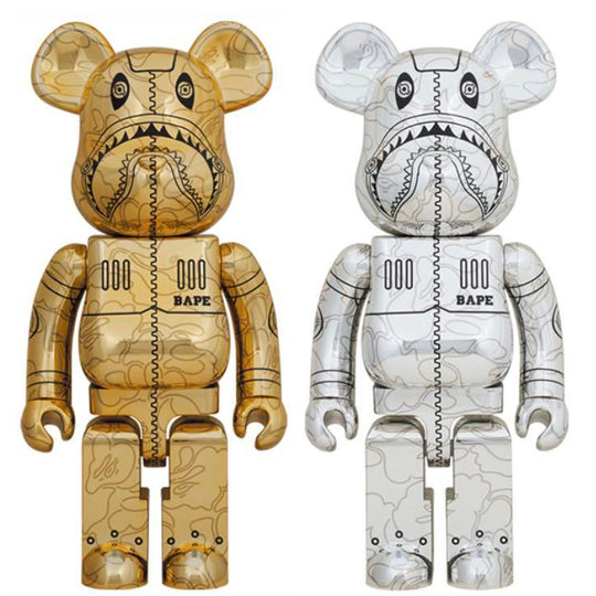 BE@RBRICK Sorayama x Bape(R) Camo Shark Gold & Silver 1000% (ASK)