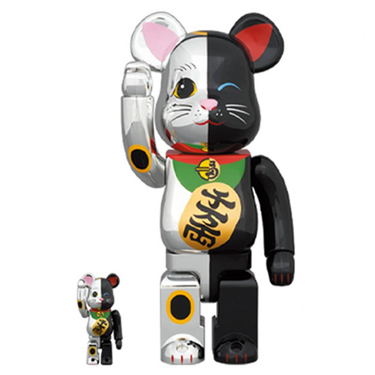 BE@RBRICK Manekineko Silver x Black 100% & 400%