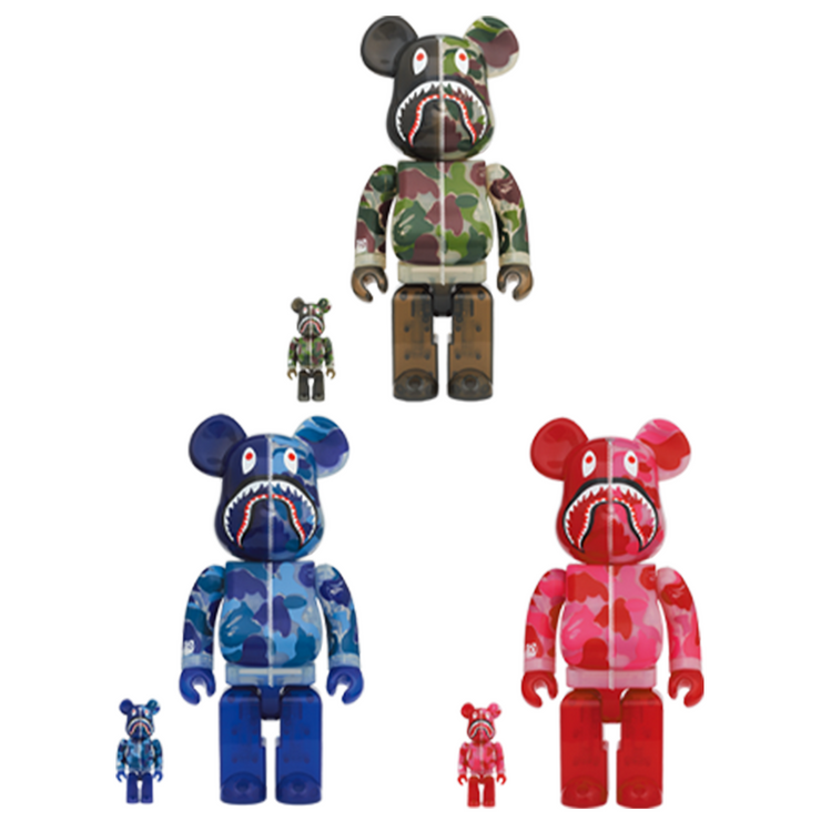 BE@RBRICK Clear ABC Camo Shark 100% & 400% - Set of 3