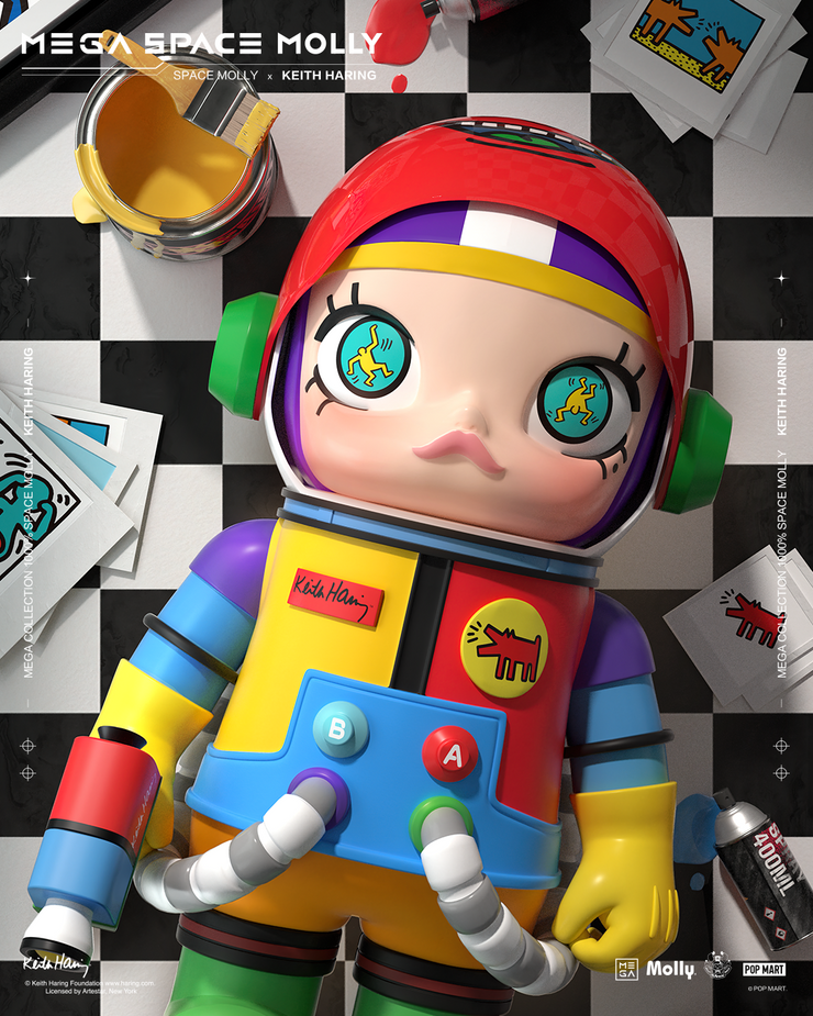 POP MART MEGA Reserve Series 1000% Space Molly × Keith Haring