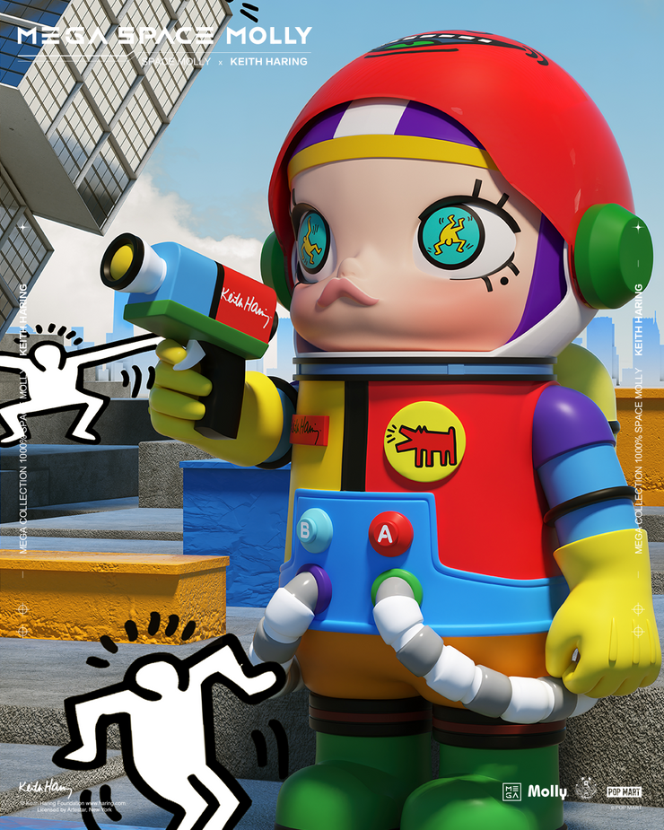 POP MART MEGA Reserve Series 1000% Space Molly × Keith Haring