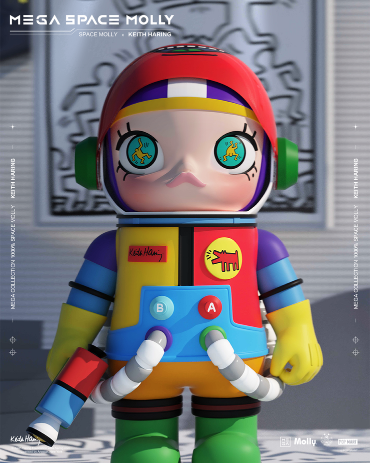 POP MART MEGA Reserve Series 1000% Space Molly × Keith Haring