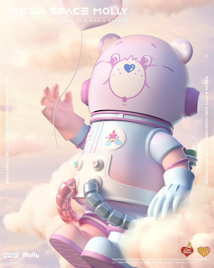 POP MART MEGA Collection 400%+100% SPACE MOLLY x Care Bears-Care-a-lot Bear