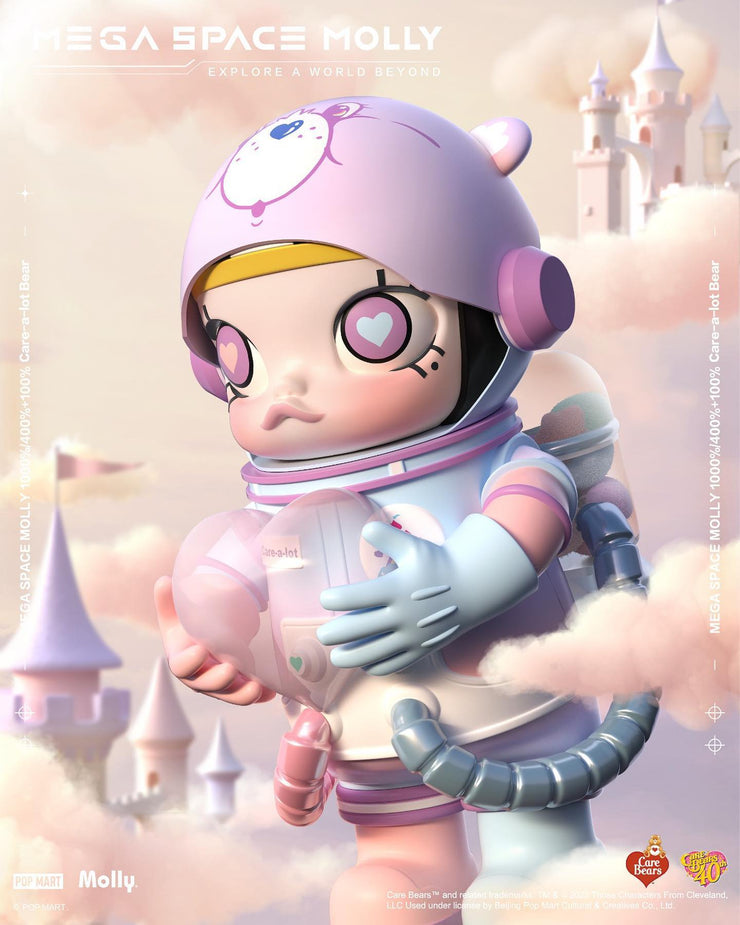 POP MART MEGA Collection 400%+100% SPACE MOLLY x Care Bears-Care-a-lot Bear