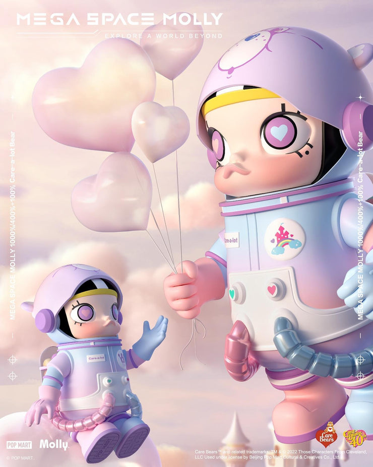POP MART MEGA Collection 1000% SPACE MOLLY x Care Bears-Care-a-lot Bear