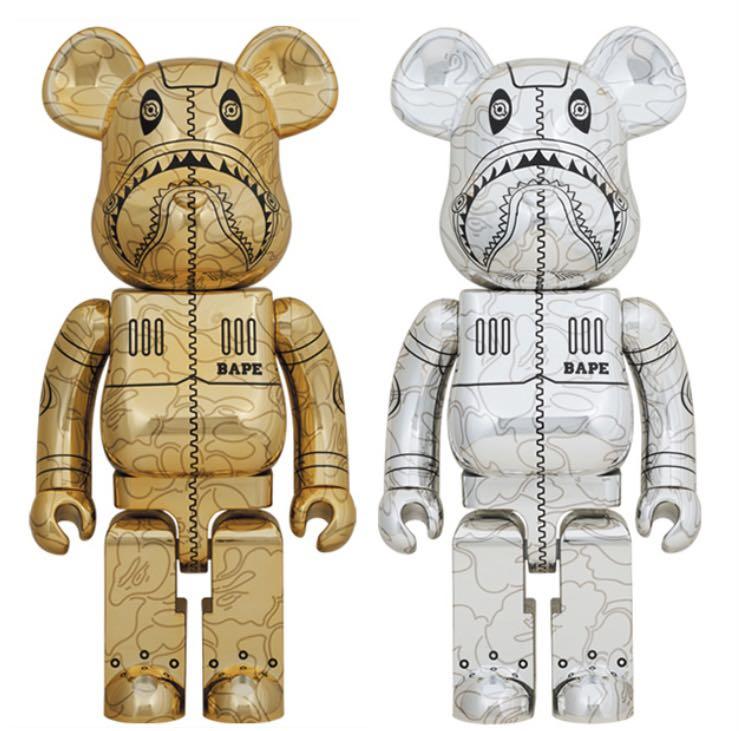 Bearbrick x BAPE x Hajime Sorayama Camo Shark 1000% Gold - US