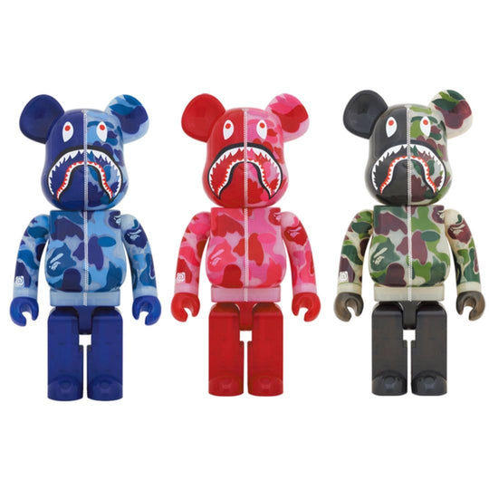 BE@RBRICK Clear ABC Camo Shark Set of 3 1000%